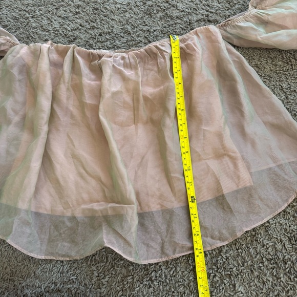 Wishlist Apparel Off Shoulder Chiffon Metallic Lined Blouse Top Blush Size M - Picture 8 of 10